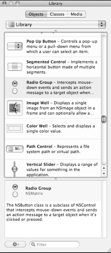 The Radio Group object creates radio buttons on your user interface.