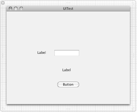 The design of a simple user interface with two labels, a push button, and a text field