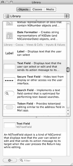 The Text Field object in the Object Library