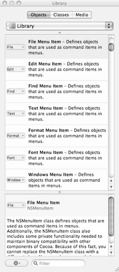 The Menu Item objects appear in the Object Library.