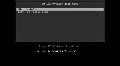 The default VMware VMvisor Boot Menu.