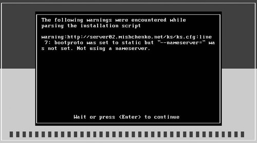An ESXi installation script warning.