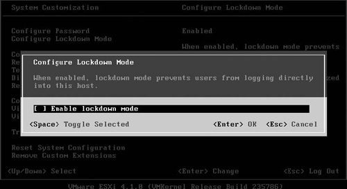 Disabling Lockdown Mode in the DCUI.