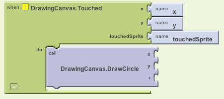 When the user touches the canvas, the app draws a circle