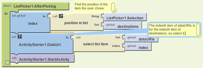 Choosing a list item based on the user’s selection