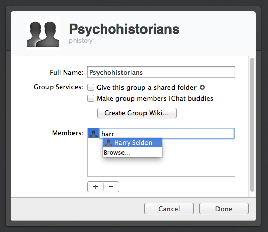 Adding users to groups