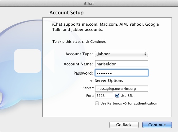 Setting up iChat for iChat Server