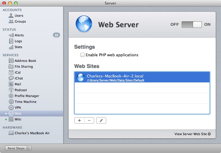 Enabling the web service