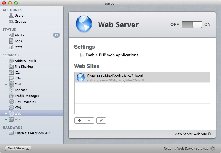 Enabling the web service