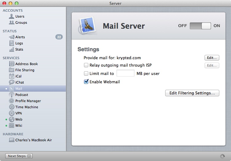 Enabling WebMail