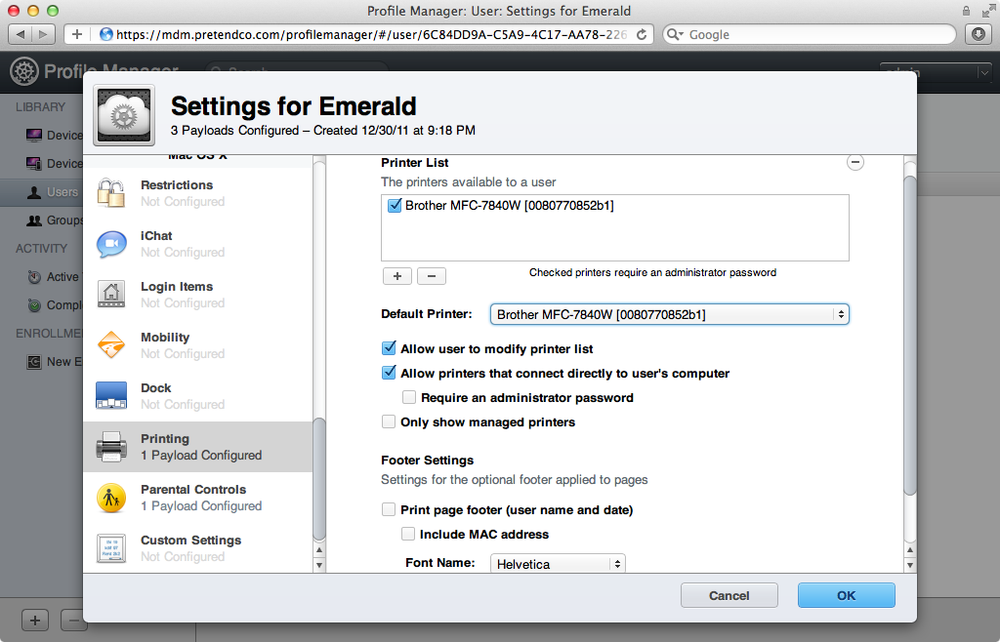 Profile-based printer deployment