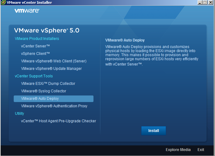 VMware Auto Deploy install screen