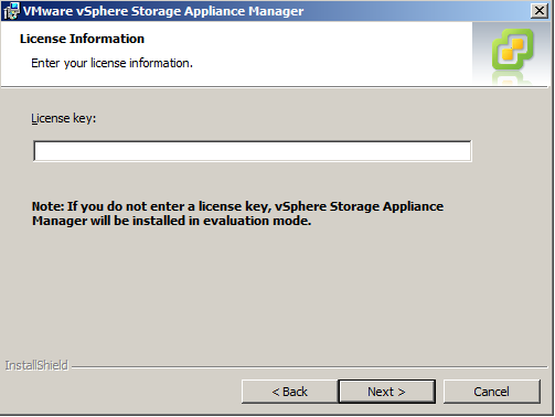 Storage Appliance Manager: license key