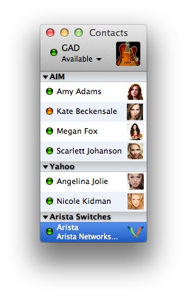 Arista switch added to my contact list