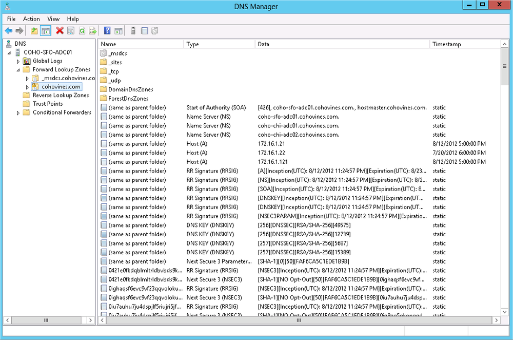 Signed DNS zone contents