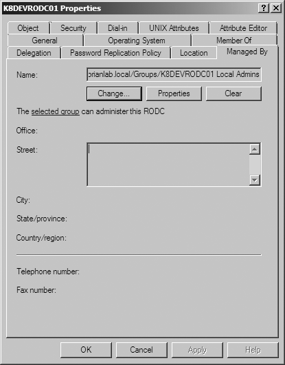 Configuring RODC local administrators in ADUC