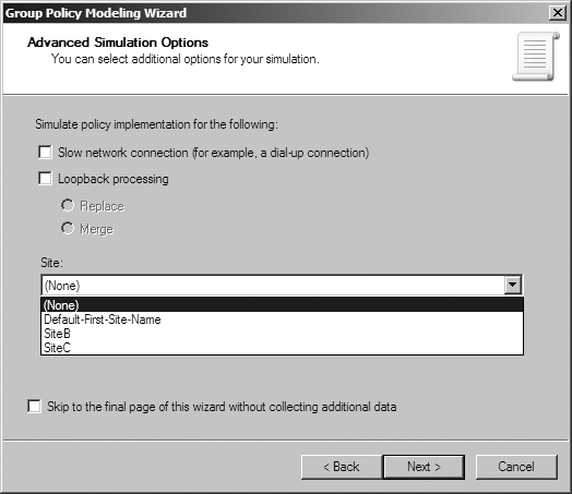 Simulating network conditions and loopback processing