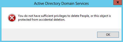 Error message when trying to delete a protected object