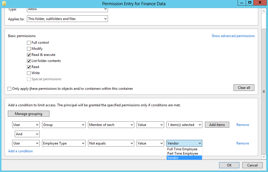 Excluding vendors from access to data