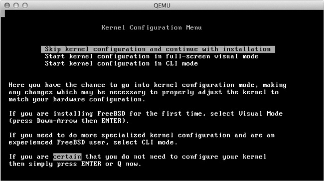 FreeBSD Kernel Configuration Menu