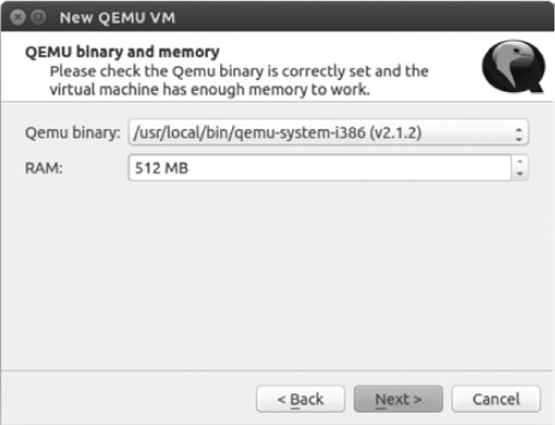 Setting QEMU binary and memory