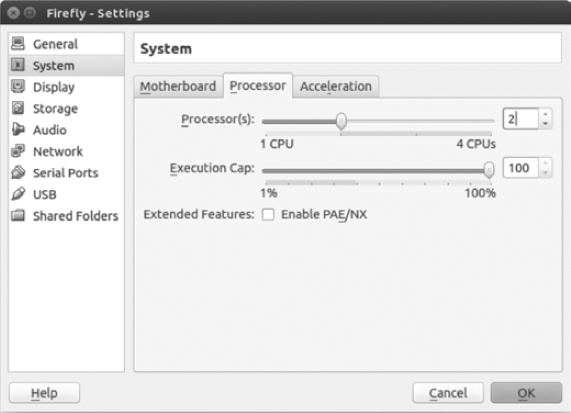 The Processor tab under System