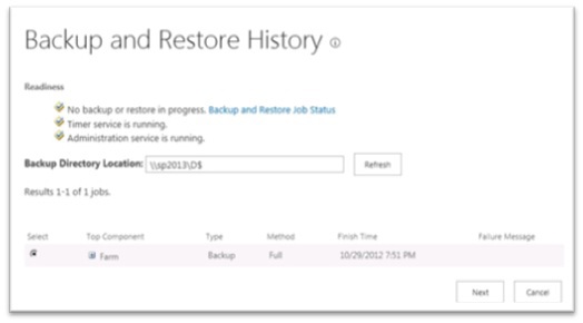 Selecting a specific backup to restore