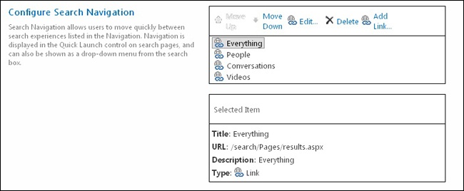 Configure Search Navigation section of Search Settings