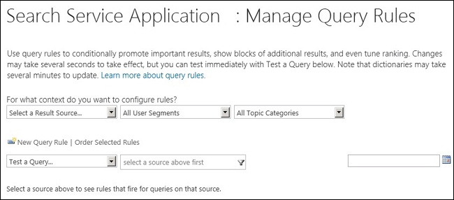 The Manage Query Rules page in Search Administration