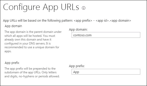 Configure App URLs page