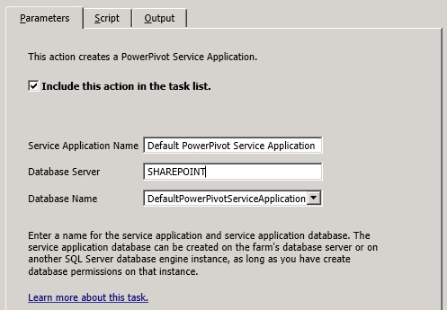 Create PowerPivot Service Application task pane