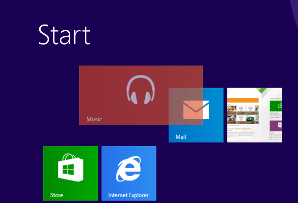 A screen shot of the Music tile being moved.