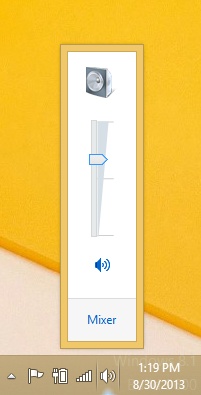 A screen shot of the sound icon and volume slider.