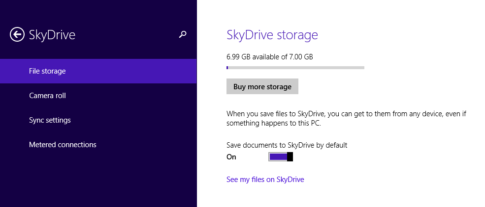 A screen shot of the File Change option in SkyDrive.