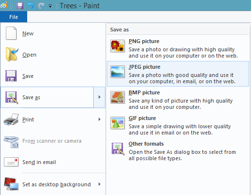 A screen shot of the Save As menu, which gives you options for file type.