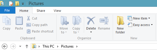 A screen shot of the New Folder option on the Home tab.