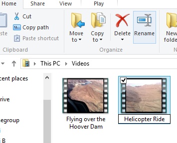 A screen shot of a file being renamed from the ribbon.