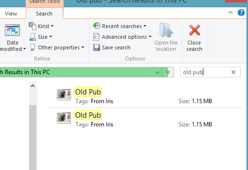 A screen shot of a search for old pub.