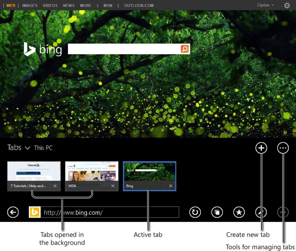 A screen shot of the Tabs window in Internet Explorer.