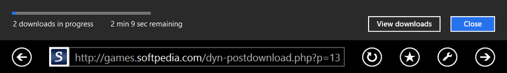 A screen shot of a downloads in progress notification.