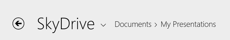 A screen shot of the SkyDrive navigation buttons.