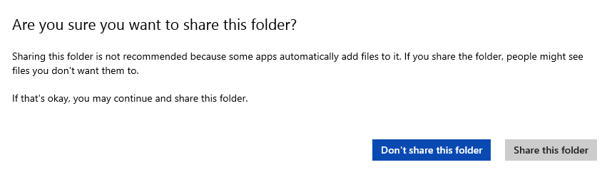 A screen shot of the SkyDrive Share To dialogue, asking to confirm that you want to share a folder.