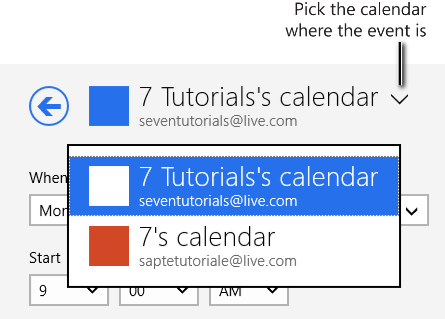 A screen shot of the Calendar button in the Calendar app.