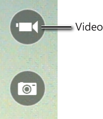 A screen shot of the Picture and Video buttons in the Camera app.