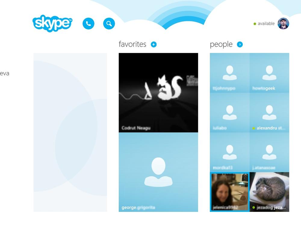 A screen shot of the Skype app.