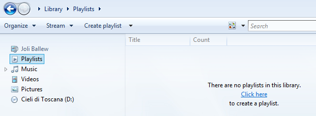 A screen shot of Playlists, where you can group your favorite songs.