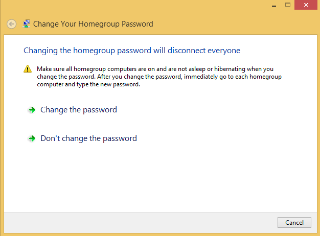 A screen shot of the Change Your HomeGroup Password wizard.