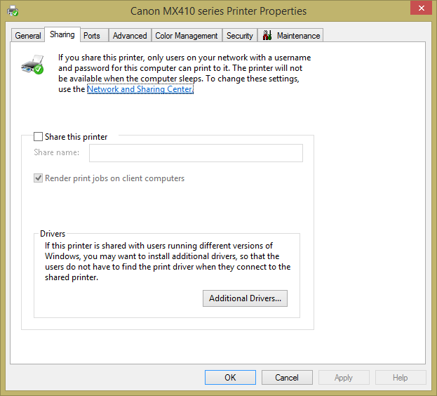 A screen shot of the Printer Properties window.