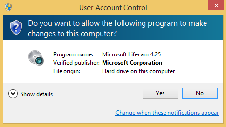 A screen shot of the User Account Control prompt.