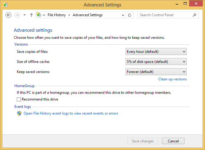 A screen shot of the Advanced Settings window where you can set up how to save copies.